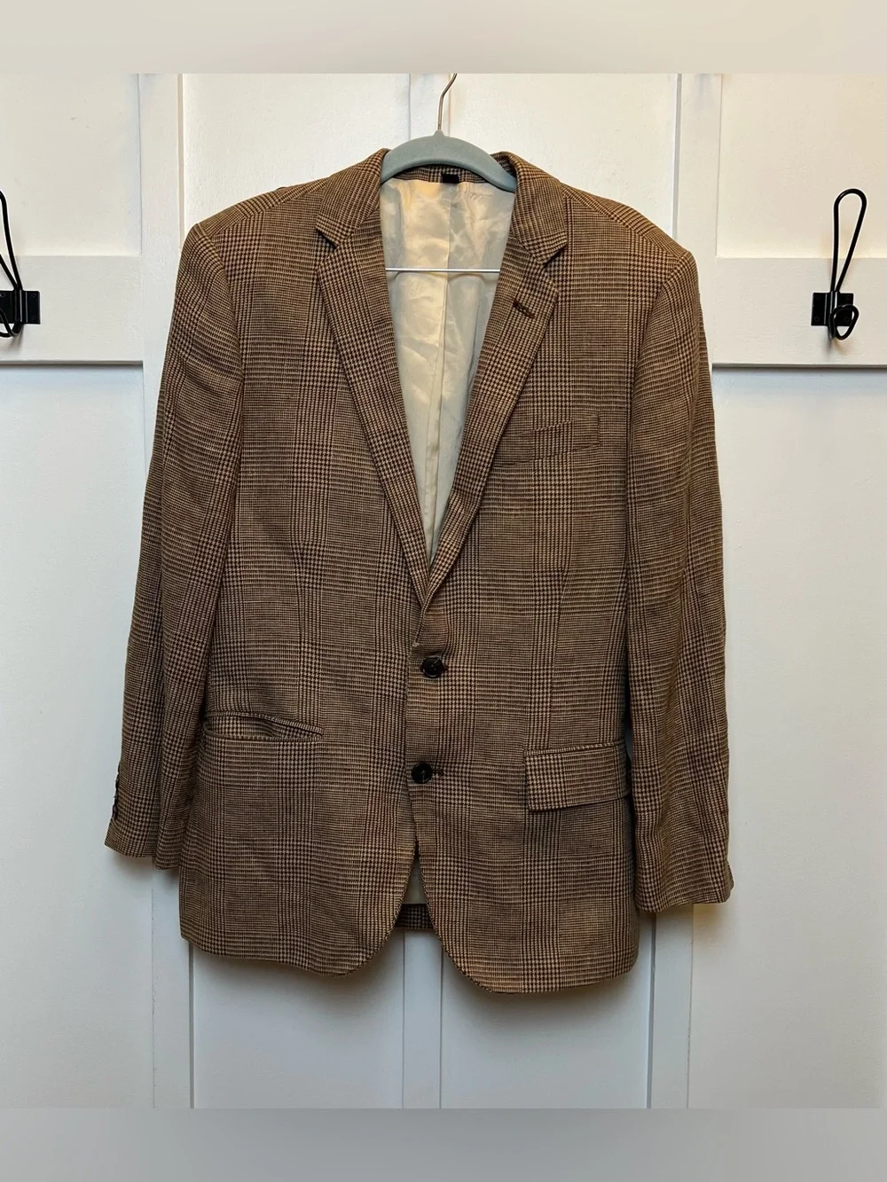 J Crew Ludlow Blazer Men's 38S Brown Herringbone Linen Cotton Sport Coat Casual